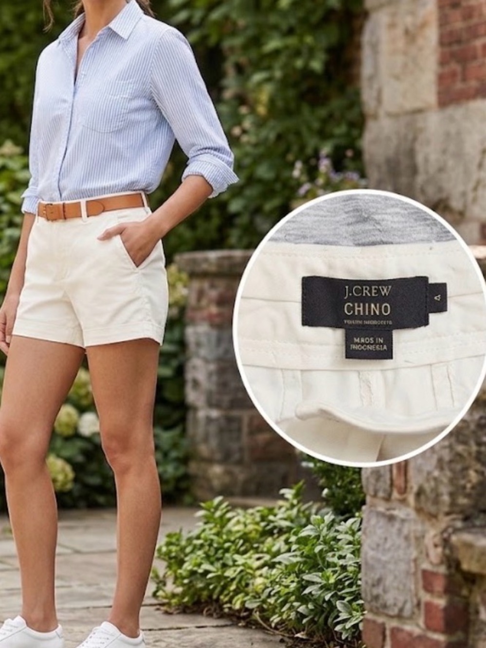 J. Crew Cream High-Rise Cotton Shorts
